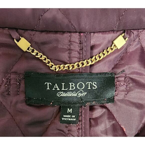 TALBOTS Women' Medium Barn Quilted Jacket Lightweight Zip Buttons Equestrian - Picture 7 of 7